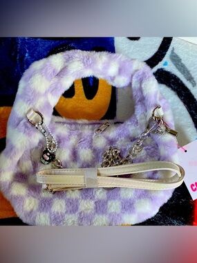 Purple and White Checkered  Handbag